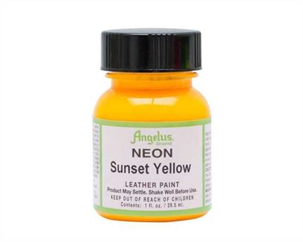 ANGELUS NEON ACRYLIC PAINT SUNSET YELLOW 29ML USE ON LEATHER, VINYL OR FABRIC