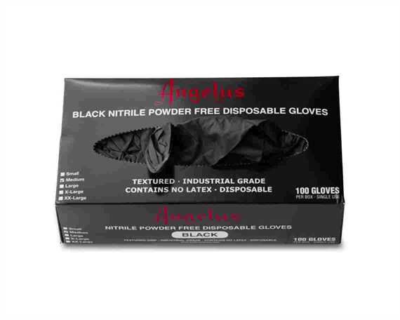 ANGELUS BLACK NITRILE GLOVES SMALL BOX OF 100