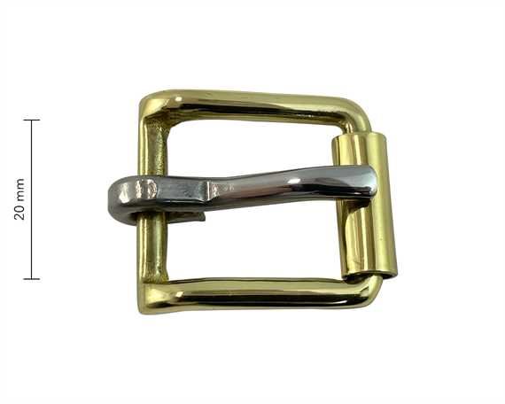 BUCKLE BRASS ROLLER HARNESS STAINLESS STEEL TONGUE 20MM