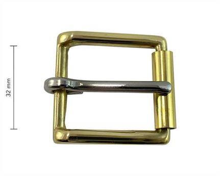 BUCKLE BRASS ROLLER HARNESS STAINLESS STEEL TONGUE 32MM