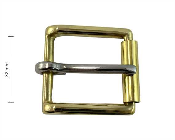 BUCKLE BRASS ROLLER HARNESS STAINLESS STEEL TONGUE 32MM