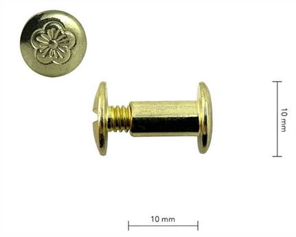 SCREW CHICAGO / KEY POST FLORAL PATTERNED HEAD GILT 10mm Diameter