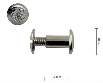 SCREW CHICAGO / KEY FLORAL PATTERNED HEAD NICKEL PLATE 10mm Diameter