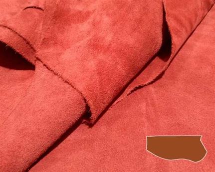 SUEDE DOUBLE BUTTS SPLITS 1.3/1.5MM RED (SQ FT)