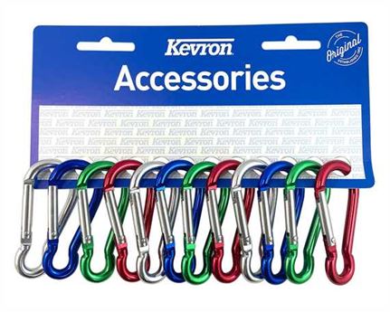 KEVRON CARABINEER ASSTD COLOURS 60MM CARD OF 12
