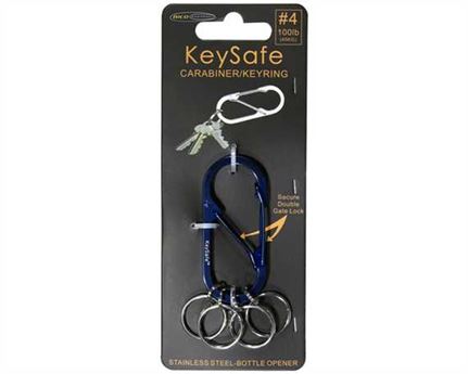 KEYSAFE #4 CARABINER OVAL WITH KEY RINGS S/S BLUE
