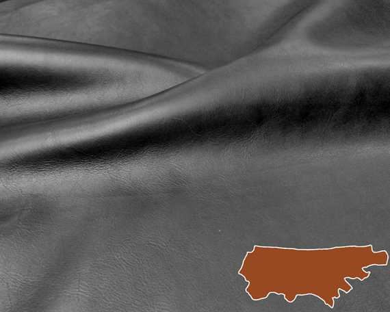 BAG LEATHER - BARCELONA BLACK SEMI-ANILINE CHROME/VEG TANNED SIDES 2.0/2.2 MM