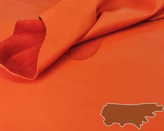 COW SIDES ORANGE MATT FINISH BAG LEATHER LIMITED EDITION 1.1/1.2MM  (SQ FT)