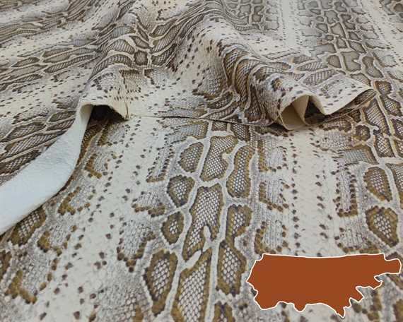 COW SIDE SNAKE PRINT LEATHER LIMITED EDITION 0.9/1.1MM  (SQ FT)