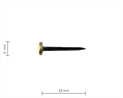 BRASS SADDLE NAILS 6MM DIAM. HEAD 23MM LONG