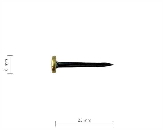 BRASS SADDLE NAILS 6MM DIAM. HEAD 23MM LONG