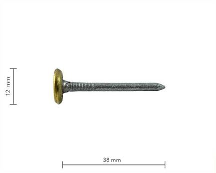 BRASS SADDLE NAILS 12.5MM DIAM. HEAD 38MM LONG