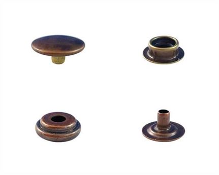 PRESS STUD FULL SET OF 25 LARGE DU ANTIQUE EYELET, SOCKET, STUD, TOP