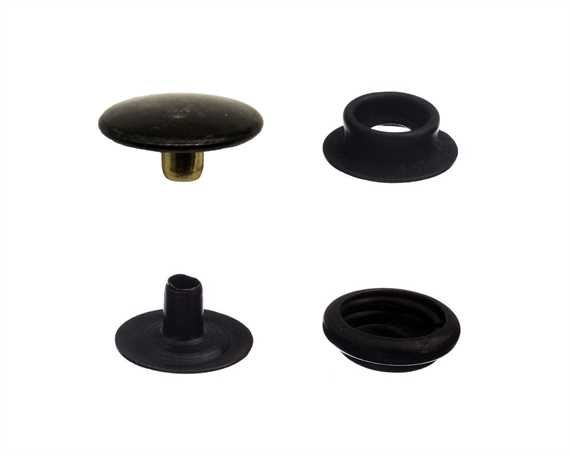 PRESS STUD FULL SET OF 25 LARGE DU BLACK EYELET, SOCKET, STUD, TOP