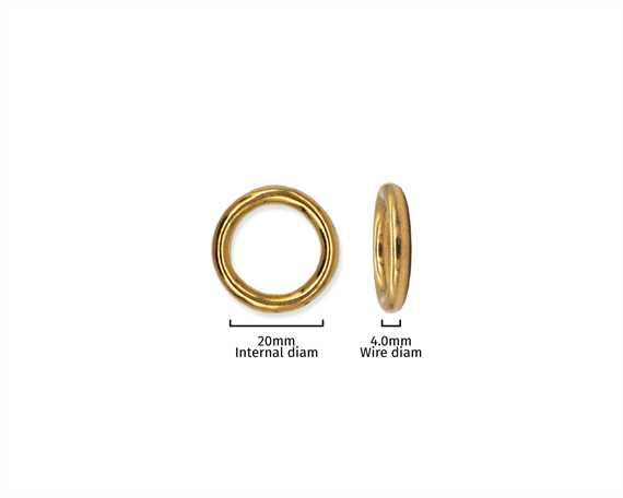 RING BRASS 20MM INTERNAL DIMENSION, 4.0MM DIAMETER WIRE