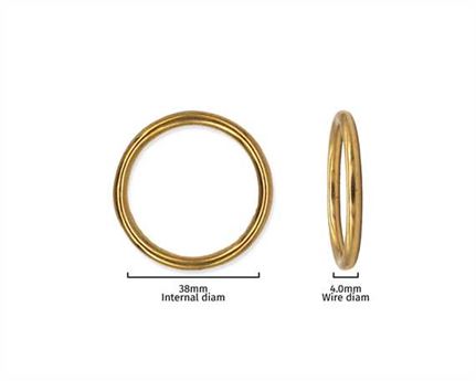 RING BRASS 38MM INTERNAL DIMENSION 4.0MM DIAMETER WIRE