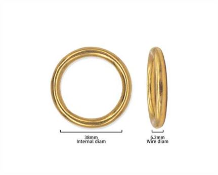 RING BRASS 38MM INTERNAL DIMENSION 6.2MM DIAMETER WIRE