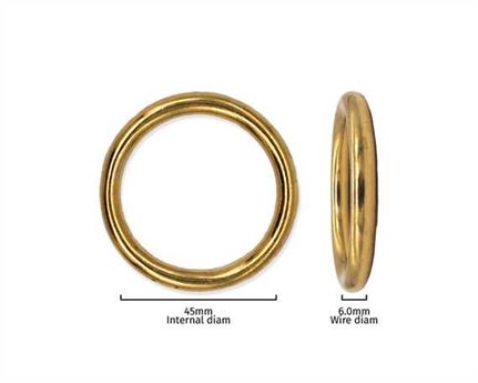 RING BRASS 45MM INTERNAL DIMENSION 6.0MM DIAMETER WIRE