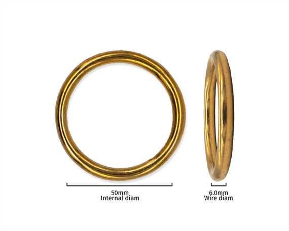 RING BRASS 50MM INTERNAL DIMENSION 6.0MM DIAMETER WIRE