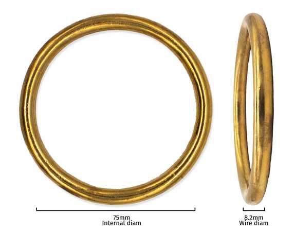 RING BRASS 75MM INTERNAL DIMENSION 8.2MM DIAMETER WIRE