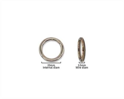 RING NICKEL PLATE 20MM INTERNAL DIMENSION 3.5MM DIAMETER WIRE