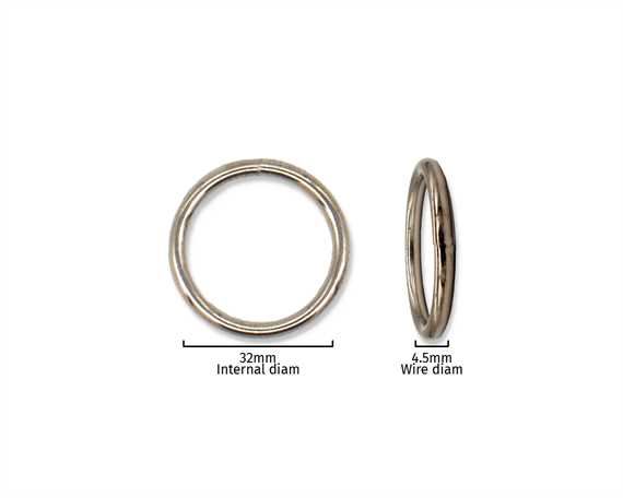 RING NICKEL PLATE 32MM INTERNAL DIMENSION 4.5MM DIAMETER WIRE