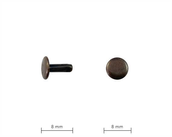 RIVET 2-PART TUBULAR ANTIQUE 8MM STEM DOUBLE CAP, PKT 1,000