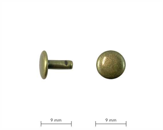 RIVET 2-PART TUBULAR ANTIQUE 9MM STEM DOUBLE CAP, PKT 1,000 