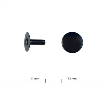 RIVET 2-PART TUBULAR BLACK 12MM STEM SINGLE CAP PER 1000 #2090374020