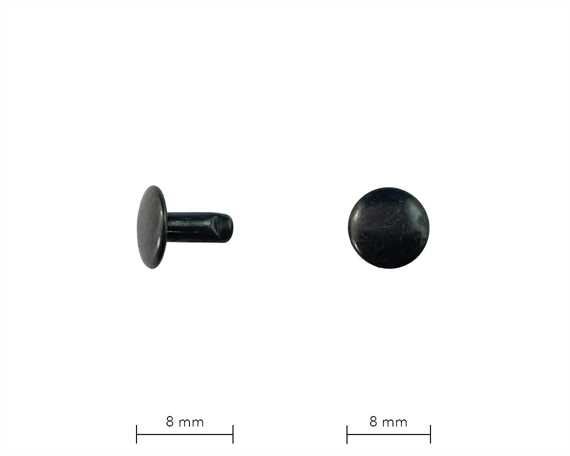 RIVET 2-PART TUBULAR BLACK 8MM STEM DOUBLE CAP, PKT 1,000