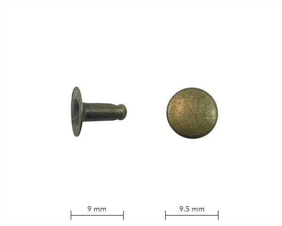 RIVET 2-PART TUBULAR ANTIQUE 9MM STEM SINGLE CAP DM PER 500