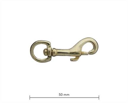 SNAP SWIVEL ROUND EYE 10MM BRASS LIGHT 50MM LONG