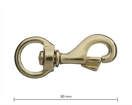 SNAP SWIVEL ROUND EYE 20MM BRASS HEAVY 80MM LONG