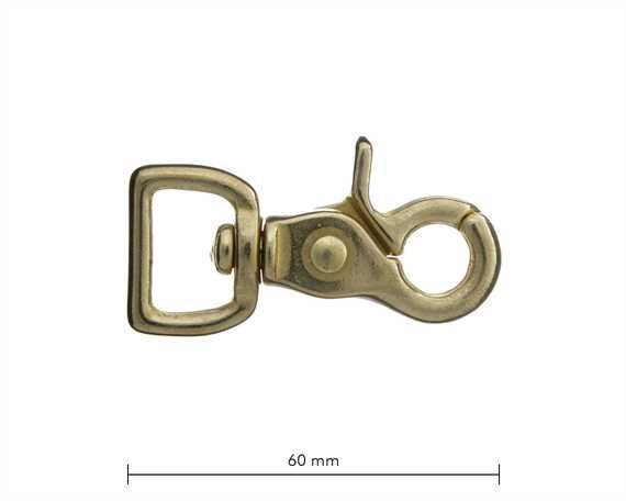 SCISSOR HOOK SWIVEL SQUARE EYE 20MM BRASS 60MM LONG