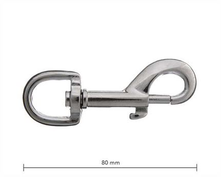 SNAP SWIVEL ROUND EYE 15MM NICKEL PLATE 80MM LONG