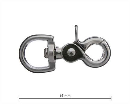 SCISSOR HOOK SWIVEL ROUND EYE 20MM NICKEL PLATE 65MM LONG