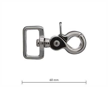 SCISSOR HOOK SWIVEL SQUARE EYE 25MM NICKEL PLATE 60MM LONG
