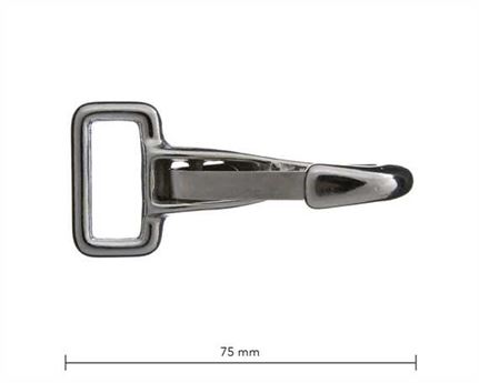 SNAP FIXED SQUARE EYE FLAT SPRING 25MM NICKEL PLATE 75MM LONG