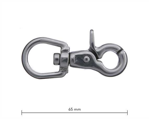 SCISSOR HOOK SWIVEL ROUND EYE 18MM STAINLESS STEEL 65MM LONG