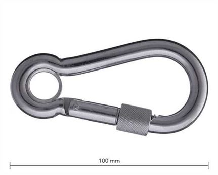 SPRINGHOOK WITH LOCKABLE SLEEVE 100MM STAINLESS STEEL