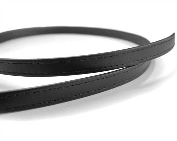LEATHER STRAPPING STITCHED BLACK 12MM