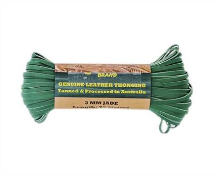 KANGAROO LACING FLAT 3MM JADE 23M HANK AUSTRALIAN MADE