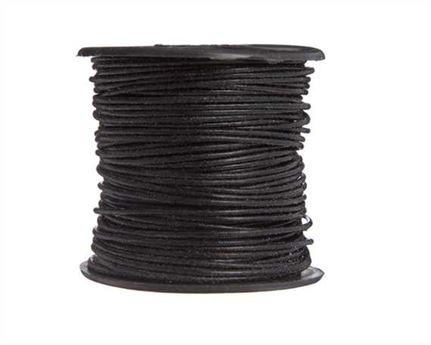 ROUND LEATHER THONGING 1MM #002 BLACK 25M SPOOL