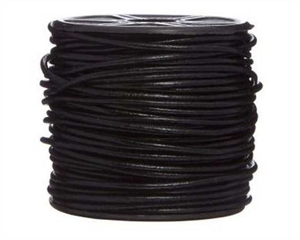 ROUND LEATHER THONGING 1.5MM #002 BLACK 25M SPOOL