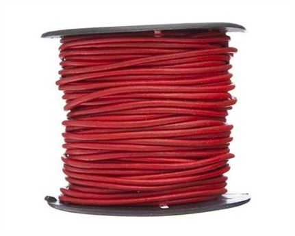 ROUND LEATHER THONGING 2MM #005 RED 25M SPOOL