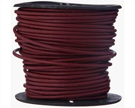 ROUND LEATHER THONGING 2MM #009 CORIDA RED 25M SPOOL
