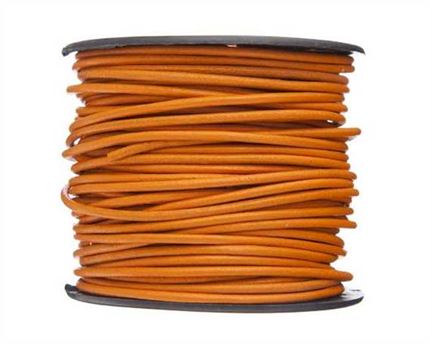 ROUND LEATHER THONGING 2MM #020 ORANGE 25M SPOOL