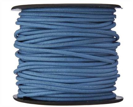 ROUND LEATHER THONGING 2MM #024 SKY BLUE 25M SPOOL