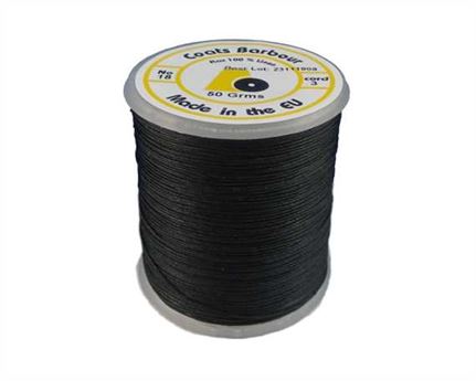 THREAD LINEN 3 CORD #18 BLACK 50GM SPOOL