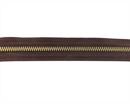 ZIP METAL CONTINUOUS #5 BROWN W. BRASS TEETH